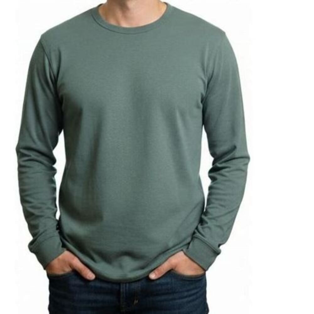 Alpine Design Mens Large Duofold crew Faded Evergreen Long Sleeve minimali Shirt